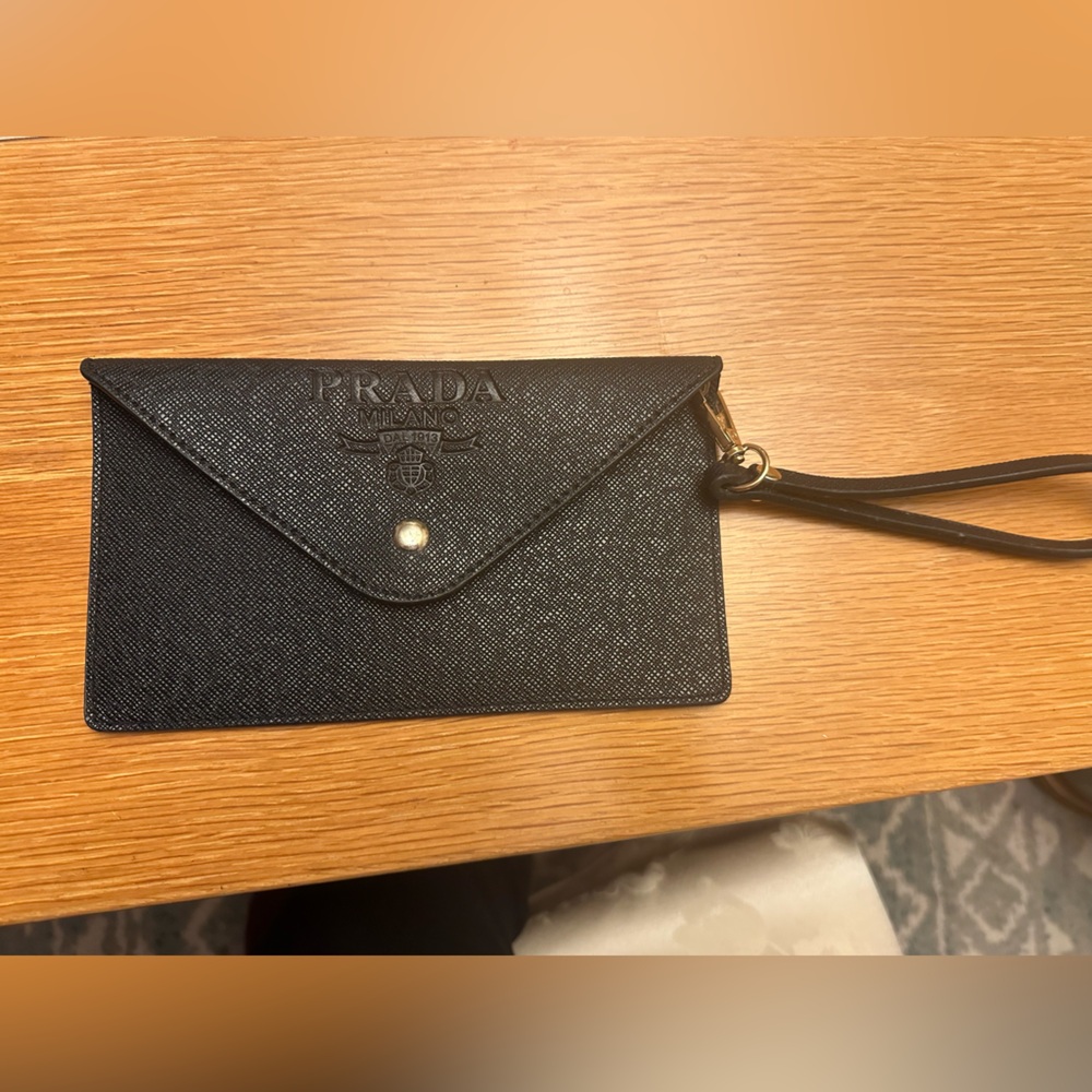 Prada black envelope wristlet